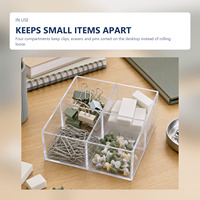 Kit de tri de perles et composants de bijoux DIY, plateau PS sans couvercle avec 4 sections carrées 12,6x12,6x5,8 cm, idéal pour atelier et studio
