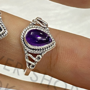 แหวนพลอยหรูหรา ประดับด้วยเงินแท้ 925 สไตล์โบฮีเมียน รูปทรงลูกแพร์ สำหรับผู้หญิง ราคาขายส่ง - Product Image 3