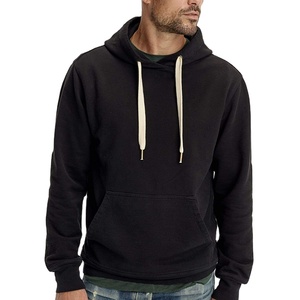Sudadera de algodón negra para hombre, ropa de calle sencilla, informal, con bolsillo canguro - Product Image 1
