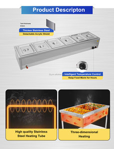 New Catering Equipment <b>Buffet</b> Commercial Stainless Steel Electric Bain Marie Steam <b>Table</b> Food Warmer 50 Trays/Hour Energy Saving - Product Image 4