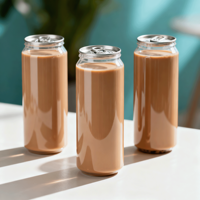 Boîte de boisson cylindrique transparente en PET sans BPA de qualité alimentaire avec couvercle à clapet en aluminium pour boissons gazeuses et énergisantes