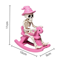 Nouvelle Sculpture Créative Cheval à Bascule Squelette Fantôme d'Halloween 3D avec Roue d'Équilibre, Réaliste et Personnalisable en Résine pour la Maison