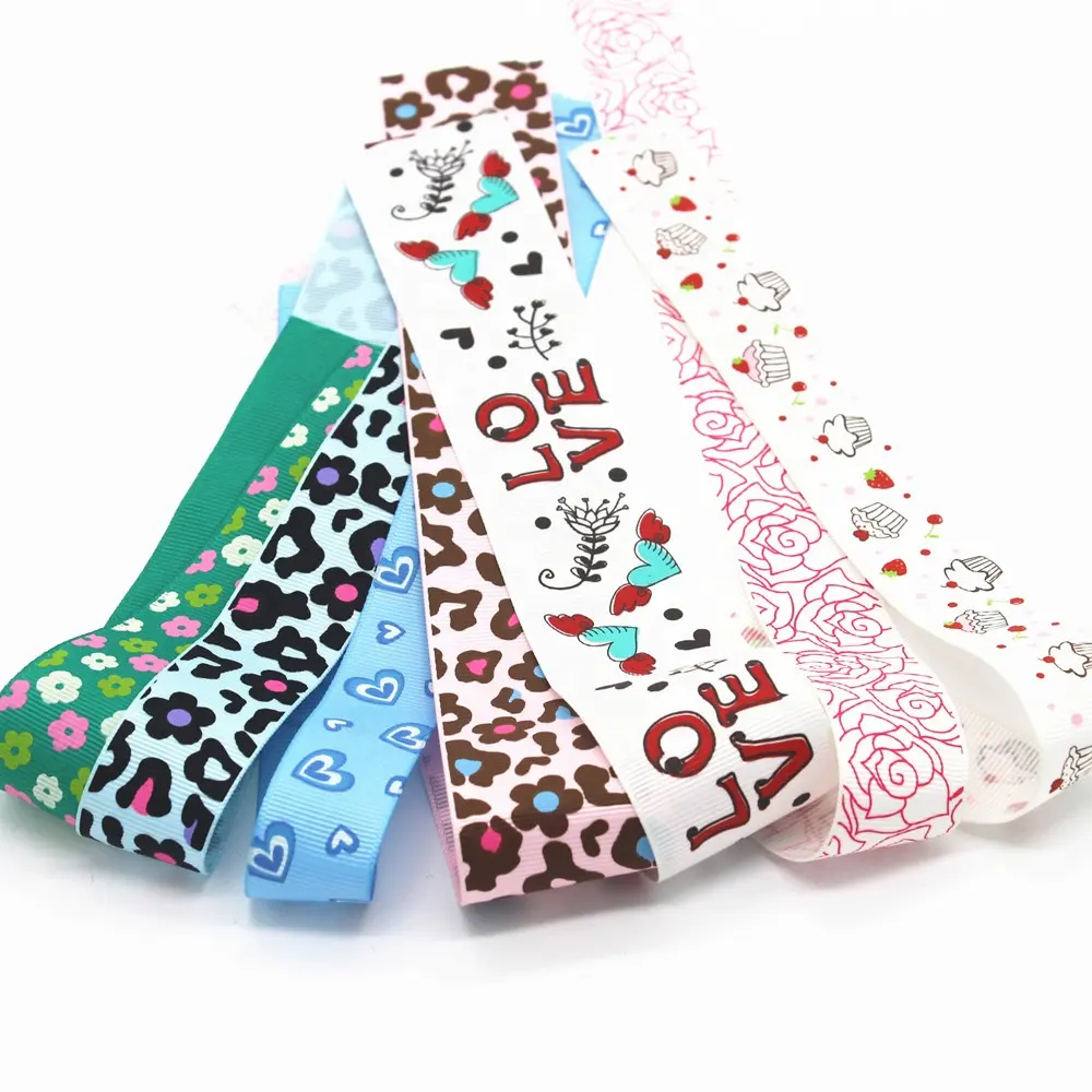 Fashion Custom Made Fabric Ribbon Printed Grosgrain Ribbon