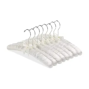 Alibaba Clothes Hanger Hotel Suppliers Anti Slip White Soft Fabric with Gold Hook Satin Luxury Hangers