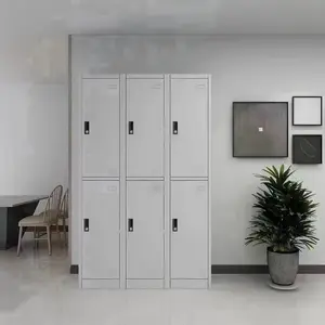 Armoire de rangement en acier à 6 portes, casier de travail pour personnel, casier métallique pour gymnase