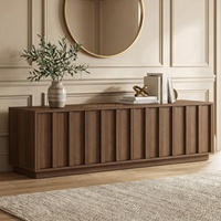 Meuble TV bas en noyer de style moderne du milieu du siècle, meuble TV en bois pour salon, meuble TV en bois