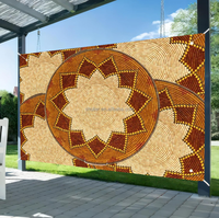 Backdrop Habesha Ukuran Besar 3.5*4M, Desain Tenun Bunga Warna-warni Ethiopia dengan Logo Sesuai Pesanan
