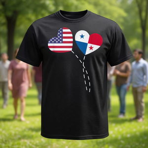 T-Shirt con Cuore e Bandiera di Panama, Espressione d'Affetto degli Americani di Panama, Regalo Promozionale - Product Image 3