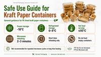 Conteneur alimentaire en papier kraft brun écologique avec couvercle transparent en PET/RPET, bol à lunch étanche