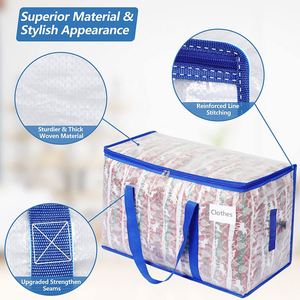 PP Woven Large Clothing Blanket Bed <b>Sheet</b> Toys Gifts Organizer Storage Bag Clear Zipper Moving Bags - Product Image 3