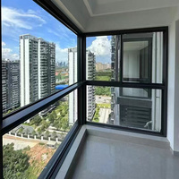 Ventana Corredera de Seis Vías de Aleación de Aluminio Moderna Yuantai con Vidrio Templado Hueco Insonorizado para Uso Interior y Exterior en Villas