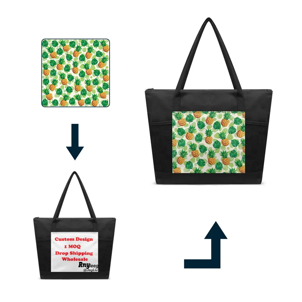 Tie Dye Design Ladies Canvas Bag With Zipper Print On Demand 2023 Fashion Tote Bags Casual Street Outdoor Custom Women Handbag