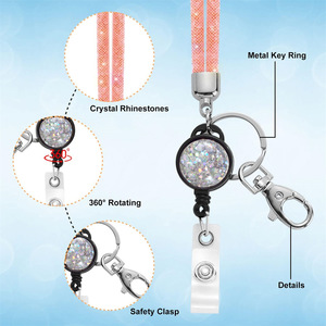 Nouveau cordon de cou transfrontalier en strass, rétractable, avec boucle à tirage facile, pour téléphone portable (type filet de pêche), pour employés d'exposition - Product Image 2