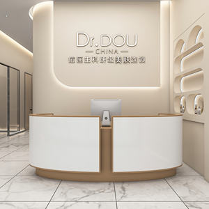 Escritorio de recepción Simple y moderno para salón de belleza, <span class=keywords><strong>centro</strong></span> de salud, Bar, escritorio de cajero curvo, luz LED, escritorio frontal para belleza médica - Product Image 5