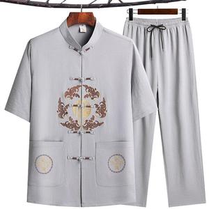 Vêtements traditionnels <span class=keywords><strong>chinois</strong></span> Tang, costume de Kung Fu, T-shirt et pantalon brodés, style décontracté, Wing Chun <span class=keywords><strong>Tai</strong></span> <span class=keywords><strong>Chi</strong></span>, ensemble confortable pour hommes - Product Image 5