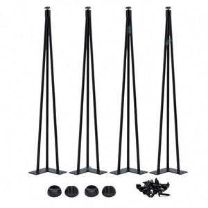 Pieds de table en fer et acier noirs, style épinglette, pour mobilier de restaurant, extérieur, hôpital, salle à manger, café, salon - Vente en gros à prix abordable - Product Image 1