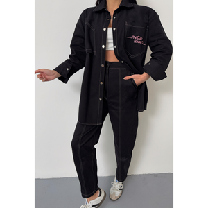 Conjunto de Camisa y Pantalones de Mezclilla Rosa para Mujer - Product Image 4