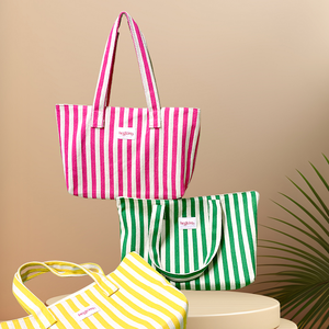 <b>Large</b> Capacity Colorful Striped Cotton Tote <b>Bag</b> Portable Travel <b>Beach</b> <b>Bag</b> Water-Resistant Canvas Customizable Logo - Product Image 4