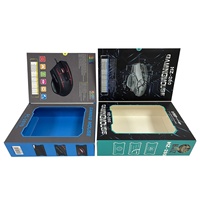 Custom Design Men's Competition Gaming Mouse Gift Box Template Blue Color Box with Plastic Hanger