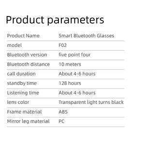 Lunettes intelligentes Ptarmigan F02 avec changement de couleur audio, contrôle tactile, étanches IP67, chargement magnétique - Répondre aux appels - Product Image 6