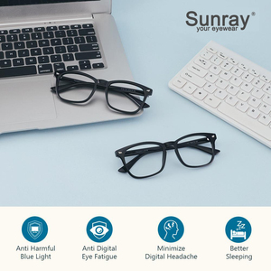Sunray العصرية مربع الرجعية أزياء القراءة الضوء الأزرق حجب النظارات 2 حزمة النساء/الرجال غير وصفة طبية - Product Image 2