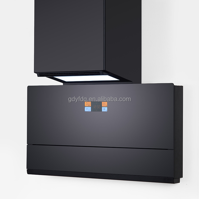 Range Hood Black Flat Glass Side Wall Household Kitchen Restaurant Hood Range Hood