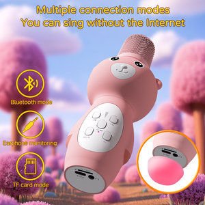 Micro Karaoké Sans Fil Enfant Ours Mignon avec Carte TF, Haut-Parleur à Effet Vocal, Cadeau d'Anniversaire, Fête à Domicile, Chant, Jouet Micro Portable pour Enfants - Product Image 2
