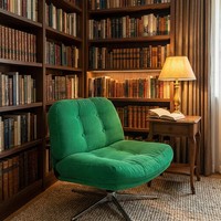 Chaise ergonomique pivotante confortable avec base verte, réglable en hauteur, pour la maison et les loisirs