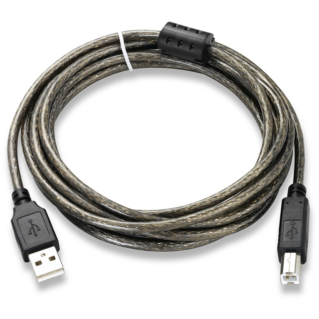 Bochara USB 2.0 Printer Cable USB2.0 Type a Male to Type B Male Foil+Braided Shielding 24+28AWG Transparent Black 1.5m 3m 5m 10m