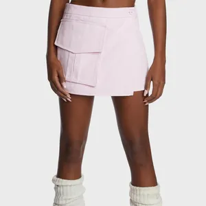 Kustom rok Mini wanita musim panas kargo ukuran besar katun kepar bentuk