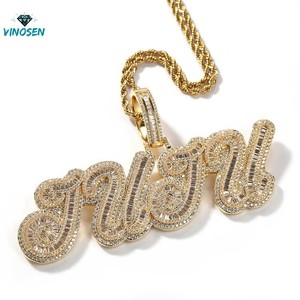 Colgante de Moissanita <span class=keywords><strong>con</strong></span> <span class=keywords><strong>Letras</strong></span> Empalmadas Personalizadas, Plata de Ley 925, Chapado en Oro, <span class=keywords><strong>Letras</strong></span> del Alfabeto, Placa <span class=keywords><strong>con</strong></span> Nombre, Amuleto, Regalo para Artistas de Hip Hop y Fans - Product Image 5