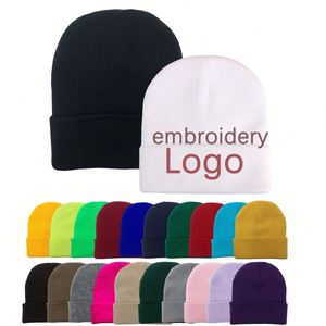 Bonnets avec logo brodé du fabricant, bonnets d'hiver en tricot satiné vierges, personnalisables - Product Image 1