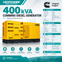 Groupe électrogène diesel CE/ISO 400 KVA Cummins 320 kW 50 Hz Triphasé Silencieux Générateur de secours Vente en gros Fabricant OEM ODM