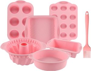 Economical 7-Piece Nonstick Silicone Bakeware Set BPA-Free Heat Resistant <strong>Baking</strong> Tools <strong>Kit</strong> Includes Cake Pan DIY Tools for Loaf - Product Image 1