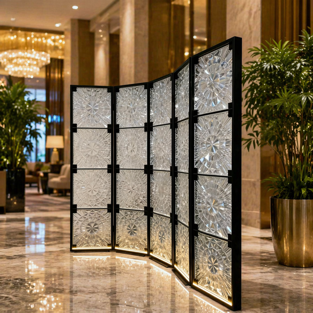 Foldable Frame Structure Screen Sliding Panel Metal Glass Partition Living Room Dividers Hall