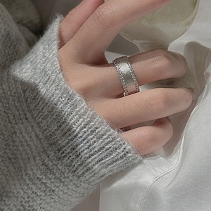 S925 Pure Silver Brushed <b>Ring</b> Niche Design Simple Fashionable Medieval Heavy Industry Vintage <b>Open</b> <b>Ring</b> with Inlay Shell Setting - Product Image 2