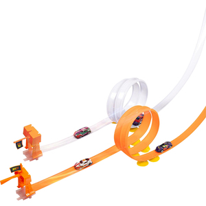 Pista de carreras doble flexible con 4 piezas de Iron Slide Car - Product Image 1