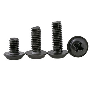 Black Pan Head <b>Screws</b> Metric Carbon Steel Class 8.8 Coarse Thread 10mm Cap Diameter - Product Image 3