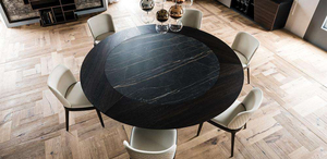 Set da Pranzo di Lusso con Tavolo Rotondo in Metallo Design Marmo per 12 Persone - Product Image 2