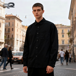 Người Đàn Ông Của Giản Dị 100% Cotton Áo Sơ Mi Ngực Duy Nhất Nút-up Lần Lượt Xuống Cổ Áo Biểu Tượng Tùy Chỉnh Rửa Kỹ Thuật Kích Thước Lớn Cho Mùa Xuân - Product Image 2