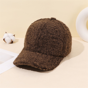 Gorro de Béisbol de 6 Paneles, Grueso, Cálido, Informal, Retro, de Moda, para Otoño e Invierno, Color Sólido Personalizado, Imitación Lana de Cordero - Product Image 6