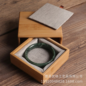 Caja de regalo cuadrada de bambú con cajón para almacenamiento y presentación de joyas - Product Image 4