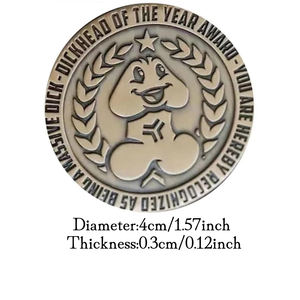 Dickhead lucu koin Tantangan tahun lapisan perunggu kontol lucu kreatif potongan dekoratif medali Spade - Product Image 3