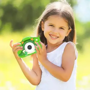 Foto de brinquedo fofo 2.0 Polegada Ips desenhos animados tela HD novo design câmera jogo infantil digital azul câmera para presente para meninas de 4-8 anos