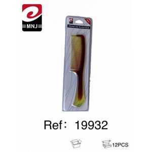 Pettine per capelli in plastica Mnj, colore ambra, stile piatto, per uso quotidiano, confezione da 12 pezzi, ref 19932 - Product Image 1