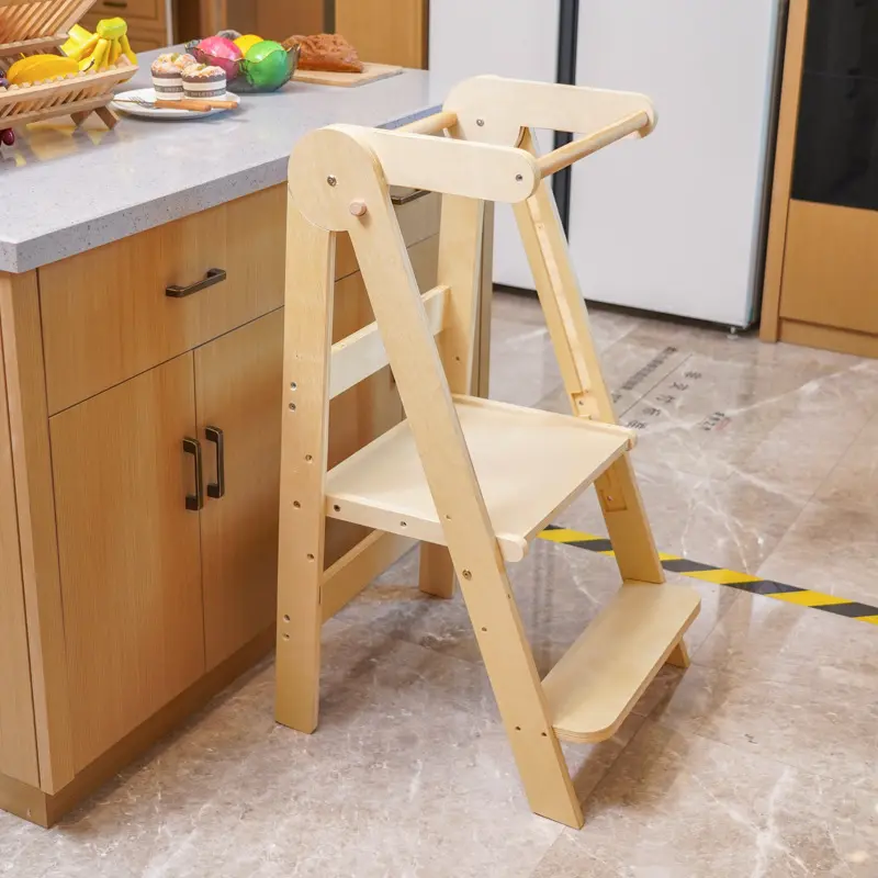 Child Standing Tower Kids Kitchen Step Stool Toddler Wood Stepping Stool