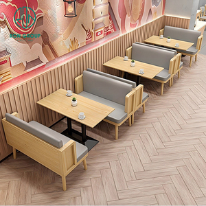 โต๊ะไม้แบบโค้งสี่เหลี่ยมสีฟ้าแบบนอร์ดิกโต๊ะสำหรับคาเฟ่และร้านอาหารพร้อมชุดเก้าอี้โซฟาเฟอร์นิเจอร์ที่นั่ง - Product Image 3