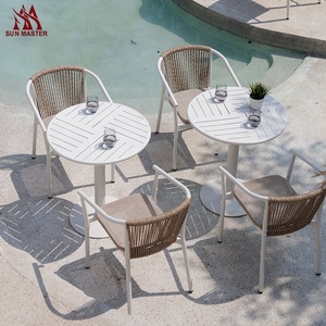 Muebles de exterior para cafetería, conjunto de mimbre de ratán para comedor y jardín, para hotel, restaurante, bar, terraza, sillas y mesa - Product Image 3