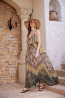 Robe longue bohème florale personnalisée en gros, impression numérique écologique, pour femme, style créateur, idéale pour les vacances à la plage