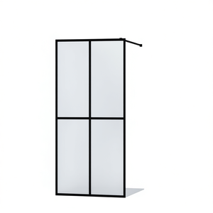 Paroi de douche en verre trempé givré 35,4 x 76,8 avec cadre noir, écrans de bain minimalistes - Product Image 1